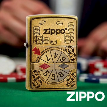 ZIPPO數字輪盤(仿古金)防風打火機 旋轉輪盤 終身保修 下注籌碼 命運輪盤 ZA-6-O33