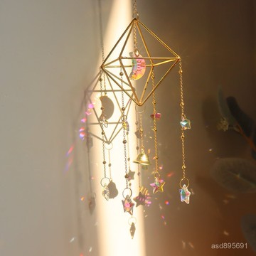 臺灣🚍8H出🉑ins光影水晶風鈴掛飾僊氣森係生日禮物送閨蜜捕夢網房間裝飾物品 HIFZ