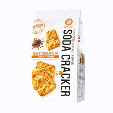 《小瓢蟲生機坊》自然主意 - 亞麻仁籽生機蘇打餅 胡椒岩鹽口味 180公克/包 零食 餅乾