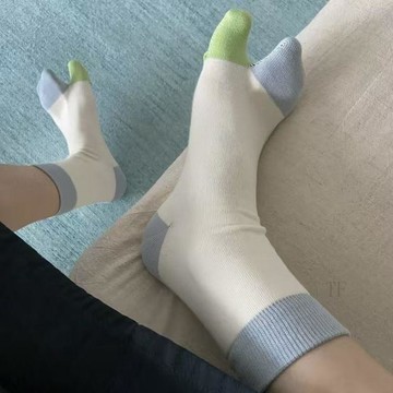 🧲臺灣出貨🧲分趾襪 撞色中筒分趾襪 襪子 男襪 女襪 長襪 中筒襪 五指襪 竹炭襪 防臭襪 分趾襪