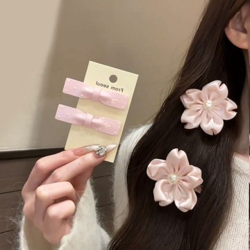 台灣現貨🎀 髮夾 花朵髮夾 櫻花蝴蝶結波點髮夾 可愛清新髮夾 甜美側邊夾 鴨嘴髮卡 氛圍感髮卡