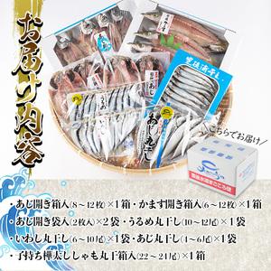 ふるさと納税 天日塩 (甘塩)仕立てセット (合計60尾以上・7種) 干物 あじ アジ 鯵 かます カマス ししゃも シシャモ いわし イワシ 丸干し 開き .. 大分県佐伯市