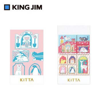 KING JIM KITTA和紙膠帶-燙金郵票貼紙/KITPP002/家(北澤平祐設計款)