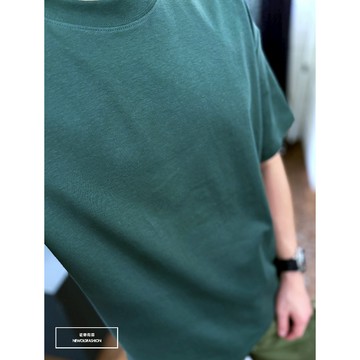『老爺有喜』重磅簡約純色素面短T(NOF2503N5037)-深綠