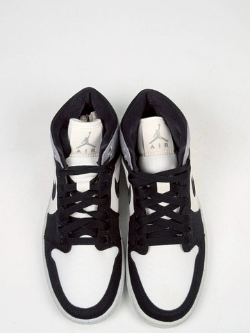 微瑕疵-左右腳中底鞋底鞋面色差 DV0427-100 W6.5 Air Jordan 1 Mid SE "Canvas" 黑煙灰 帆布 女鞋 男女段