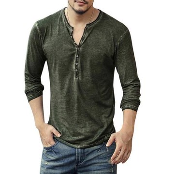 Vintage distressed men's V-neck undershirt復古做舊V領 打底衫