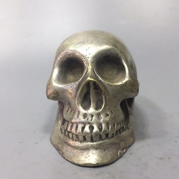 白銅精美工藝裝飾品仿古銅器擺件擺設老物件雜項骨髏頭吸大煙新品