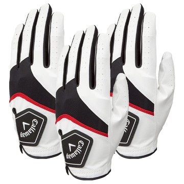 Callaway 卡拉威 2023混合合成皮革高爾夫手套 左手用  22cm  白色  3個