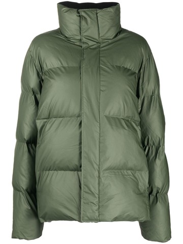 Rains - logo-print zip-up padded jacket - women - Nylon/Polyester/Polyester - XS - Green