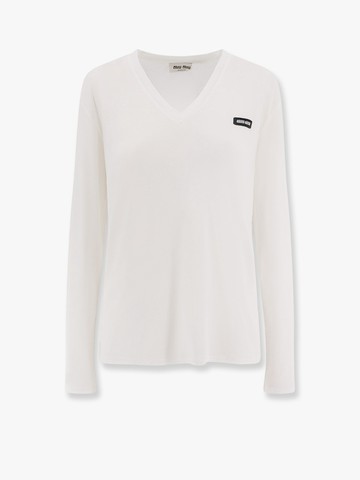 Cotton t-shirt with miu miu patch - MIU MIU - gender_Woman
