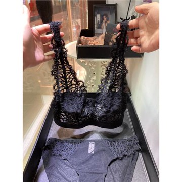 法式薄款無鋼托聚攏透明內衣透視大胸顯小小胸性感可愛大碼粉色1