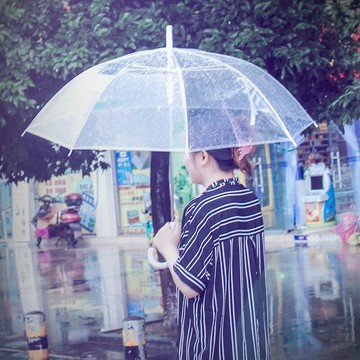 透明傘太陽傘長柄傘彩色晴雨傘直桿傘彎鉤傘舞蹈道具演出一次性傘