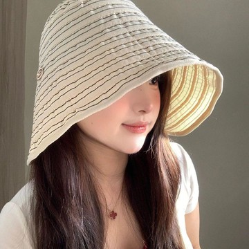 🚀在臺直出 優選直營😊大頭圍防曬帽子女2026春夏季新款海邊大帽檐薄款漁夫帽格紋遮陽帽