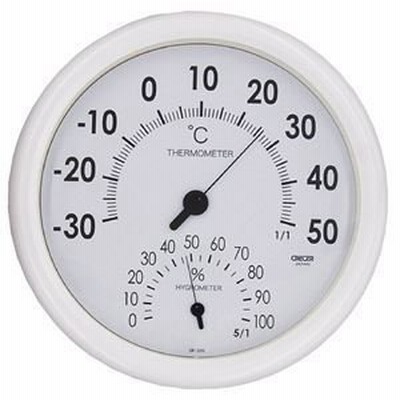クレセル 日本製 温湿度計 壁掛け用 ホワイト CR-320W [▲][TP]