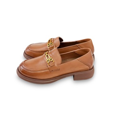 (限時⬊3折)GREEN PINE全真皮擦色兩穿寬楦粗跟樂福鞋 咖色 (00338336)