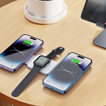 專為果粉設計【美家家電】 MINI 可折疊 MagSafe無線充電盤 三合一無線充電器 磁吸無線充電 差旅戶外必備
