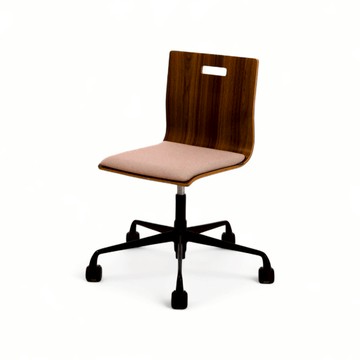 Provour | EH系列 木質辦公椅、餐椅 (五爪腳輪款) - 藍綠坐墊+深色椅背