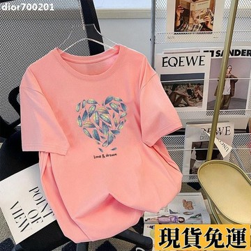 【台灣出貨】 100%纯棉胖mm大码短袖T恤女夏季新款韩版洋气百搭宽松遮肚子上衣