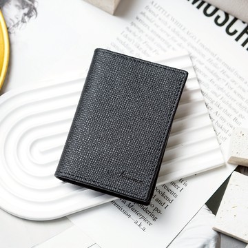 【BRAVOMART】純色真皮多卡位二折男式皮夾名片夾 短夾 送禮首選 免費客製化刻字 七夕 生日禮物  獅子座 處女座