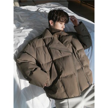 CHICERRO西西里男裝韓系冬季加厚高級感外套潮牌機車領假兩件棉服