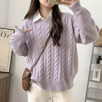 【結帳69折】蜜麻花少女綿羊絨毛衣