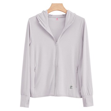 UPF50+冰絲涼感防曬連帽外套-淺灰色-女款