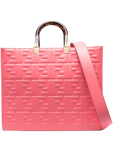 FENDI - monogrammed leather tote bag - women - Calf Leather/PVC - One Size - Pink