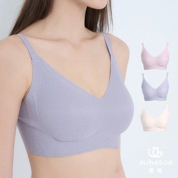 韓國  JUNGDOG【3件組】石墨烯輕運動休閒 無痕內衣 - Q-全色3入(藕粉色/薰衣紫/杏膚色)
