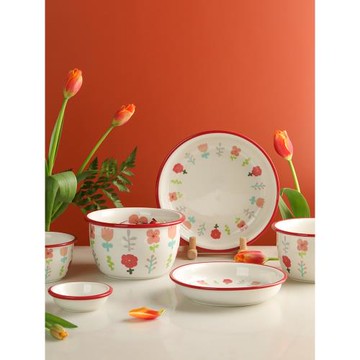 藍蓮花家居網紅面碗湯碗家用干飯人飯碗陶瓷碗碟餐具單個好看盤子