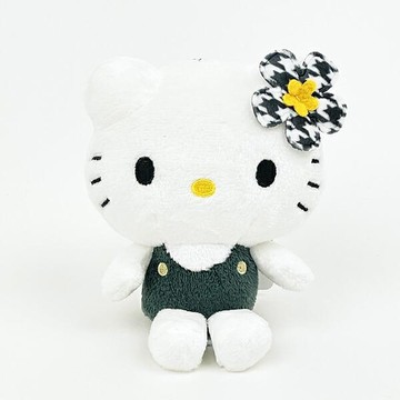 【震撼精品百貨】Hello Kitty 凱蒂貓~日本三麗鷗sanrio kitty千鳥格絨毛玩偶吊飾-黑*21662