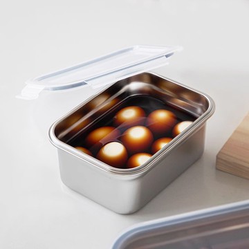 日本霜山 卡扣式304不鏽鋼保鮮盒(附蓋)-1.6L-3入