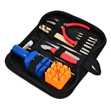 comet 手錶修理工具16件組  1組  迷你槌子 + 米字錶帶座 + 多功能撞針 3個 + 拆鋼帶器 + 拆錶蓋器 + 尖嘴鑷子 + 開錶蓋撬刀 + 雙頭拆錶耳器 + 迷你尖嘴鉗 + 迷你十字起子 2個 + 一字起子 3個