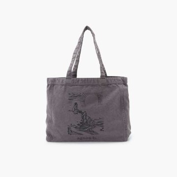 agnes b.Voyage  日落 logo 棉質 托特包 灰色