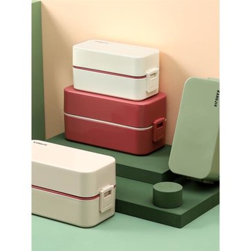 塑料雙層飯盒分格密封食品級純色餐盒上班族便攜微波爐加熱保溫盒