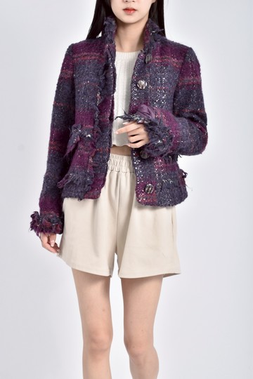 (S) mango質感混紡紫色外套