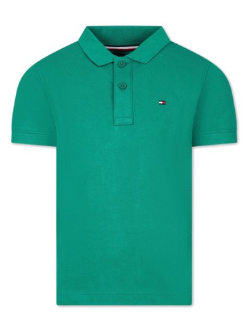 Tommy Hilfiger Junior - logo-embroidered polo shirt - kids - Cotton - 10 - Green