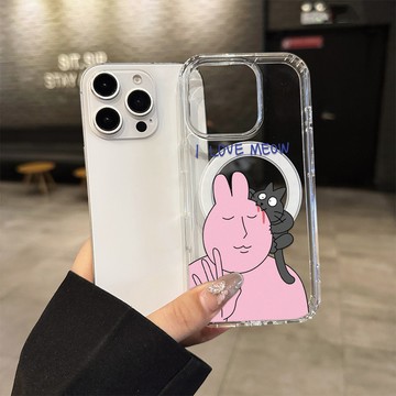 粉紅兔子 magsafe磁吸 iphone手機殼 趣味搞怪 16 14 15 13 12 11promax 防摔保護殼