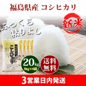 新米 米 20kg 福島県産 コシヒカリ 5kg×4袋 令和5年産 お米 20kg 送料無料 北海道・沖縄配送不可 クーポン対象 20キロ 安い