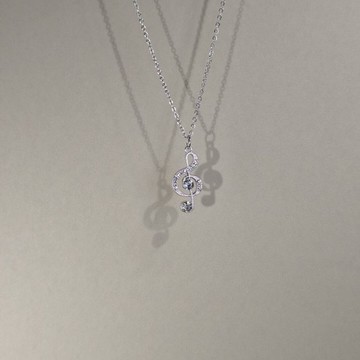 春季上新🌳桃園出貨🌳Vintage古著 Silver Diamond Note項鍊女生水鑽音符