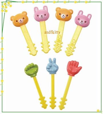 asdfkitty*日本msa小熊小兔剪刀石頭布猜拳食物叉/水果插/三明治叉-便當-日本正版