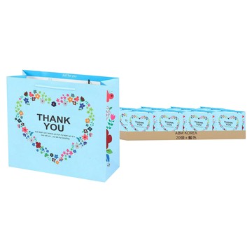 ABM KOREA 花朵感謝購物袋  藍色  20個  中 (20 x 20 x 8 cm)