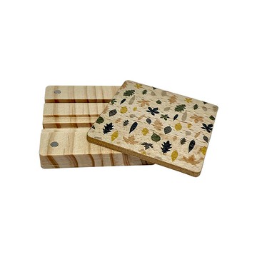 多功能木質方塊手機架 樹葉 客製化禮物 手機支架 手機座 化妝鏡