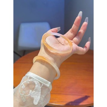 (免運)天然玉髓紅瑪瑙手鐲高冰玉鐲小眾紅色玉鐲冰種細圓條叮當鐲送女友