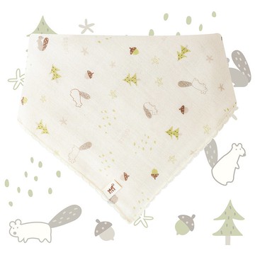 【SISSO有機棉】小松鼠班班二重織紗布小領巾圍兜