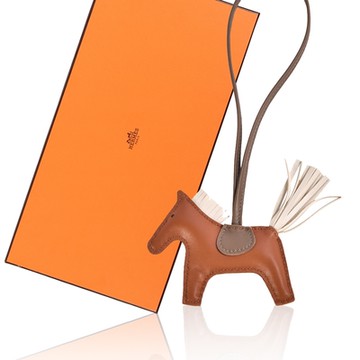 HERMES 愛馬仕 Rodeo PM 經典小馬造型皮革小款吊飾掛飾-咖啡棕/焦糖色