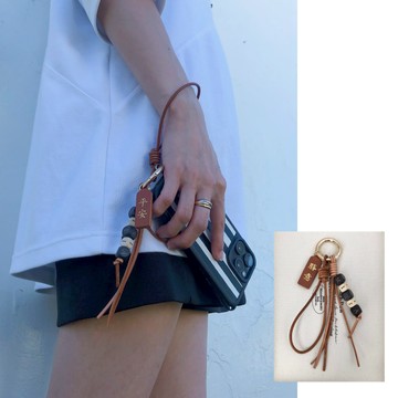 【MISIA】3in1 phone/key/bag charm 三合一手工真皮字母開運掛件（BN373) 可客製化最多7