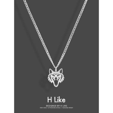 鏤空狼頭項鏈吊墜飾品鈦鋼個性鏈蛇骨短款鏈男女氣質冷淡風潮配飾