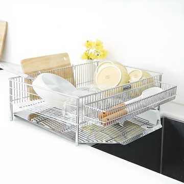 KAZT 智能排水全不鏽鋼碗盤瀝水架  1層  1個  銀色