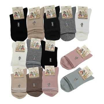 一品川流 比得兔無痕精梳棉刺繡女襪 / 無縫精梳棉刺繡休閒女襪-12雙