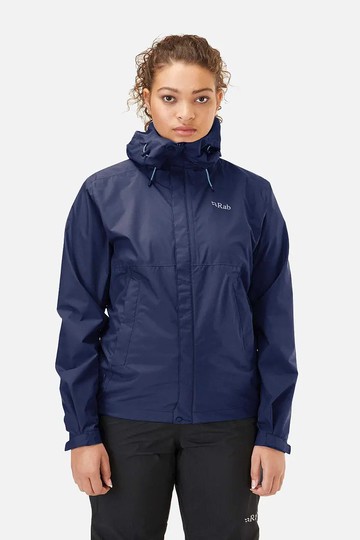 【Rab】Downpour Eco Jacket 輕量防風防水連帽外套 女 深墨藍